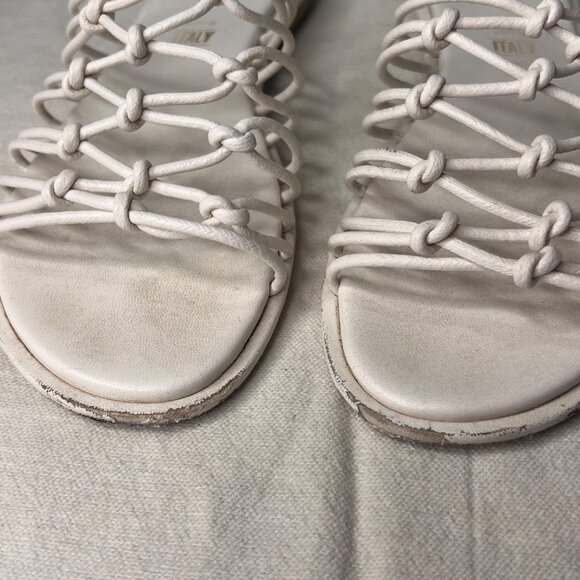 Seychelles-Lulus Size 9 White Leather Knotted Strap Slip-On Sandals Comfort - Picture 3 of 16